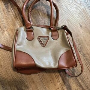 Vintage Guess Brand cream and brown leather handbag